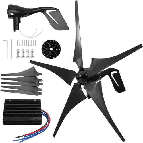 ZHOZHUT 1000W Windkraftanlage 12V / 24V / 48V Geräuscharmer 5 Blätter Windturbinengenerator Mit Controller und Drehstromgenerator, Windräder für Zuhause, Bauernhof, Straßenlaterne, Boote,1000w,48V