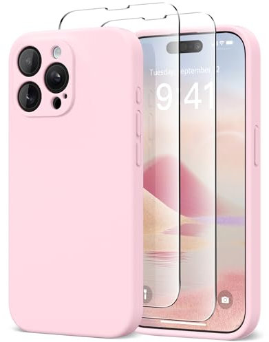 SuydanBox Magnetic for iPhone 14 Pro Max Case, Compatible with MagSafe, [Full Camera Protection][Screen Protector] Silicone Shockproof Protective Phone Case for iPhone 14 Pro Max 6.7, Chalk Pink