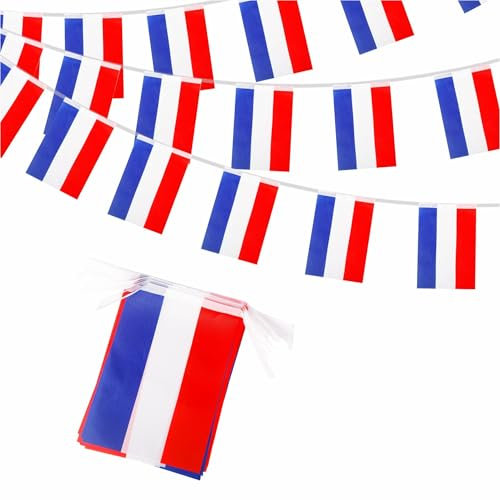 10 m Niederlande Flaggen, Wimpelkette, Nederlanden-Flaggen, Wimpelkette, 30 Flaggen, 14 x 21 cm, Euro-Fußball 2024, Niederlande, Wimpelkette, Party-Dekorationen für Sportveranstaltungen, drinnen und