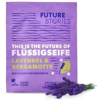 Future Stories Pulver für flüssige Handseife - mit Aloe Vera, vegan - 1 Sachet (1x 20 g) ergibt 260 ml, Lavendel, Bergamotte