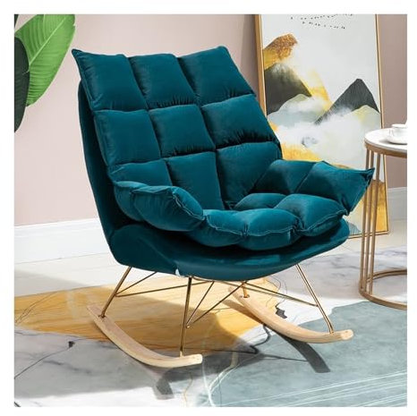 FZZIBQYR Freizeit-Schaukelstuhl- und Fußhocker-Set, Lazy Sofa, Einzelsofa, Schaukelstuhl, Freizeit-Balkon, Liegestuhl, kleine Wohnung, Wohnzimmer, Schlafzimmer, Kleiner Rückenlehnenstuhl für Zuhause,