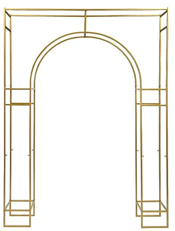 Rosenbogen, 180 * 240m Gold Gartenbogen aus Metall, Torbogen Kletterpflanzen Rankgitter Rosengestell Rankbogen für Garten Dekoration