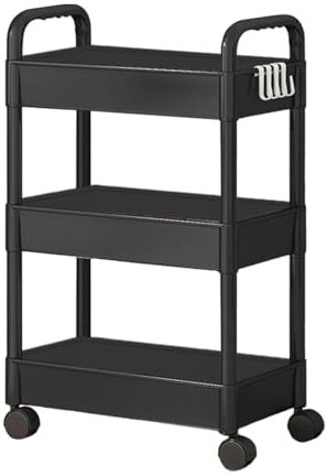 Storage Trolley Cart 3 Tier Storage Rack Wheels, Rolling Multi-Purpose Organiser, Kitchen Storage Utility Cart For Book Cart Movable Storage Organizer 69x33x22cm