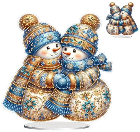 Generish DIY Diamond Painting Weihnachten Tisch Deko, Winterschneemann 5D Diamant Painting Tischdeko, Diamant Malerei Stehend Kunst Set für Anfänger Hausgeschenk Deko Geschenke