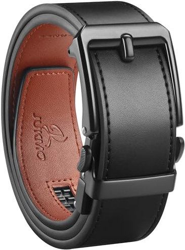 JUKMO 1.5“ (38mm) Leder-Ratschengürtel für Männer in Geschenkbox (Schwarz, XXX-Groß)