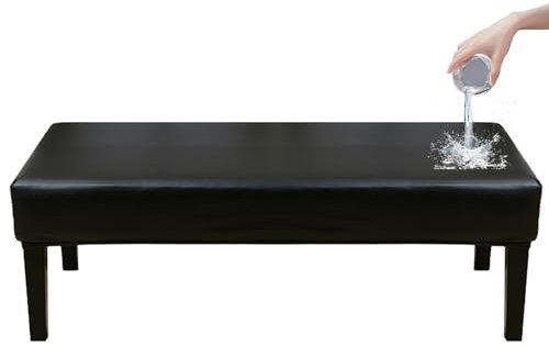 ZRCYXDW Wasserdicht Universal-Bezug Für Esszimmer-Bank, Stretch PU Leder Dining Bench Cover Für Esszimmer Abnehmbarem Bezug Für Esszimmerstuhl Waschbar Für Wohnzimmer-Schwarz-150cm(59.1in)
