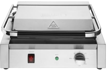 Buffalo Bistro Stainless Steel Contact Grill Flat Plate, Large | Delivers rapid, even heat distribution across commercial griddle surfaces, built for heavy-duty daily catering use.