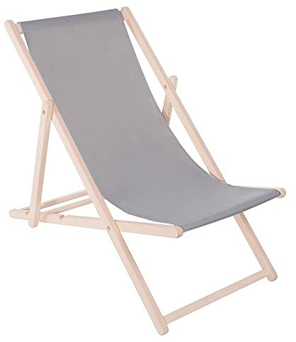 Muntel Klappstuhl Liegestuhl klappbar aus Massivholz, Sonnenliege für Garten, Balkon & Terrasse, Gartenstühle, Gartenliege wetterfest, Strandliege klappbar leicht, Strandstuhl, (Grau)