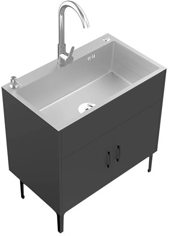 MTSYXYM Cuisine Evier avec Meuble Bas,Facile à Nettoyer,avec Robinet,pour Garage,buanderie.(60 * 45 * 78cm)