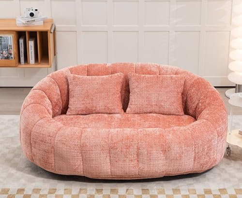 LIFEISLE Sitzsack Sofa 2 Sitzer Couch aus zerkleinerten Schwamm, Loungesesse, Bean Bag Sessel Wohnzimmer Schlafzimmer Gästezimmer Kinderzimmer Rosa