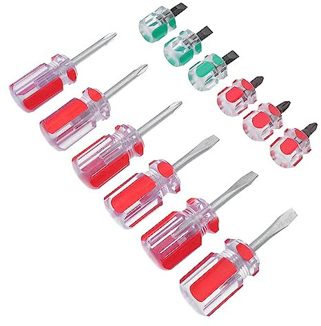 12 Piece Magnetic Screwdriver Set Red Steel Plastic Compact