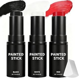 Gesicht Körper Farbe Stick - Halloween Schminke Set in Schwarz Weiß Rot | Cremig & Hautfreundlich, Leicht Entfernbar | Bodypainting Farben, Theaterschminke, Zombies, Vampire, Cosplay