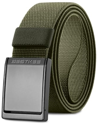 BESTKEE Taktischer Arbeitsgürtel Herren, 3,8 cm Breit, Verstellbarer Nylon-Gürtel mit Metallschnalle, Schwarz