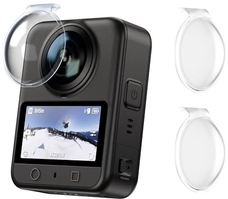 JJC Osmo 360 Lens Guard Set, 2 Pcs Lens Protector Cover for DJI Osmo 360 | Scratch Resistant Accessories Kit, Clear Osmo360 Camera Protective Guards, with Cleaning Cloth for Vlogging & Video Recording