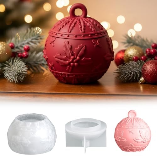 Silikonformen Gießformen Weihnachten, Silikonform Kerzenhalter mit Deckel, Gießformen Silikon, Schmuck Box für Beton, Gips Epoxidharz Formen, DIY Weihnachtsdeko, Vorratsgefäß