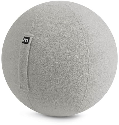 mokebo ergonomischer Sitzball 'Der Runde' mit Pumpe, Pezziball, Yogaball oder Gymnastikball mit Teddybezug, 65cm Breite, Bürostuhl Alternative für Zuhause & Büro in Hellgrau
