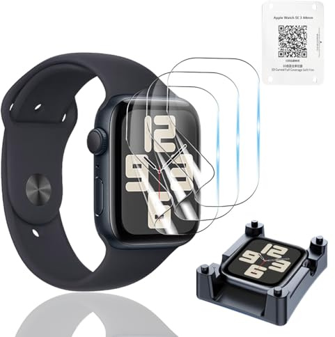 Bekiikoo 3 Piezas Protector para Apple Watch SE 3 44mm, TPU flexible de protección completa, HD Antiarañazos, Cobertura Completa Protector de Pantalla para Apple Watch SE 3 44mm, [No vidrio templado]