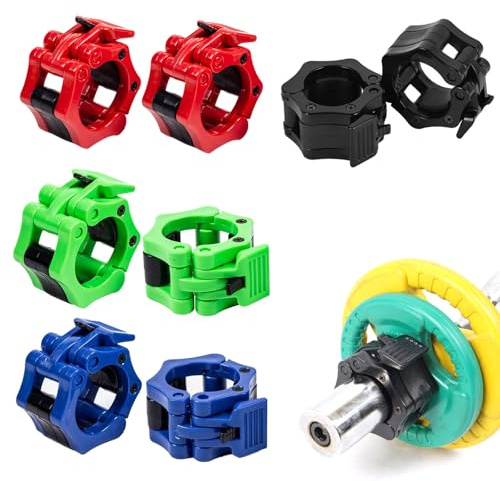 QSHXXROI Hantelverschlüsse 30mm, 8 Stück Barbell Clips, Hantel Schnellverschluss, Hantelstangen Verschluss, für Workout Gewichtheben Training Fitness Zubehör - Vier Farben