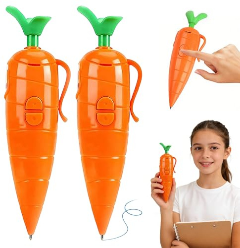 Karotten Form Bleistift, 2 Stück Karotten-Aufnahmespielzeug, Karotten Schreibstifte, Kawaii Karotten Druckbleistift, Karottenförmiges Aufnahmegerät,Karotten-Druckbleistift,Geschenk für Kinder, Schüler