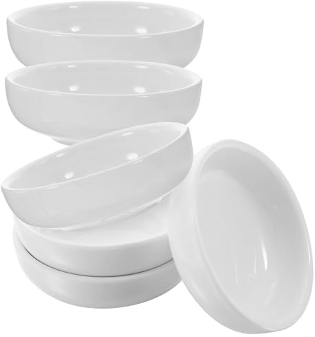 NESTINGHO Assiettes Rondes en Céramique Blanche 6 Pièces, Coupelles pour Sauces et Dips, Petits Plats à Trempette pour Apéritifs et Vaisselle de Service