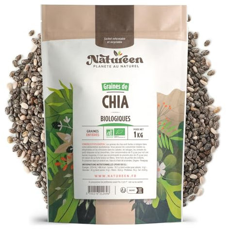 Graines de Chia Bio 1 Kg - Source de protéines - fibres - OMEGA 3