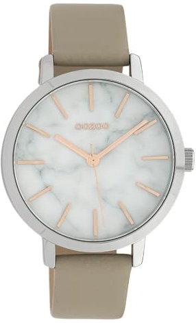 Oozoo Damenuhr mit Marmor Look Zifferblatt und Lederband 38 MM Marmor/Taupe C10112