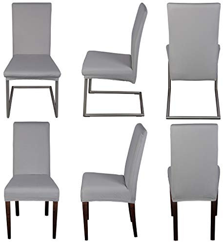 Staboos Stuhlhussen 6er Set - Hochwertige und elastische Stuhlhussen für Swingstühle - Pflegeleichte Stuhlbezüge & Hussen für Stühle - Perfekter Stuhlbezug 6er Set - ÖKO TEX Zertifiziert - Hellgrau
