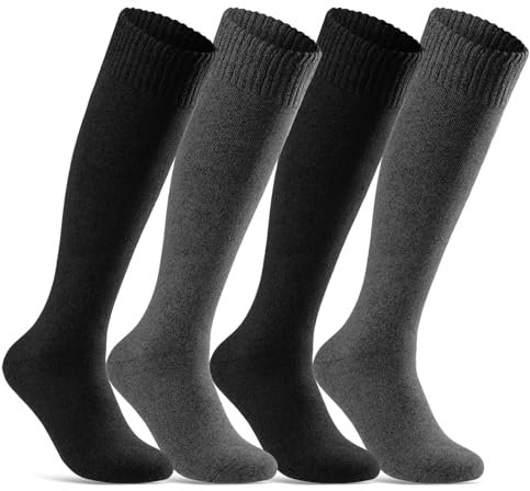 sockenkauf24 4 Paar Herren THERMO Kniestrümpfe Winter Innenfrottee Vollfrottee extra warm 22350 (Anthrazit + Schwarz 43-46)