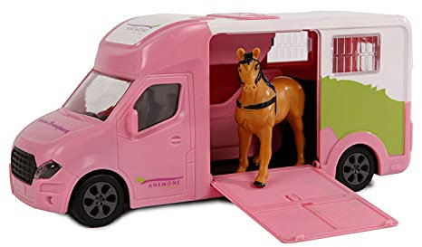 Van Manen Kids Globe Traffic Pferdetransporter Anemone Die Cast in rosa (mit Licht & Sound, 1 Pferd, inkl. Batterie) - Nr. 510212