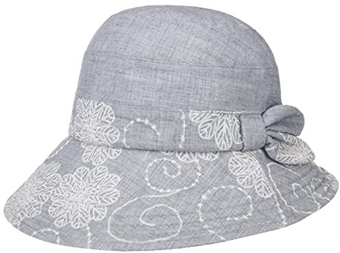 Lipodo Veronika Glocke Damenhut - Femininer Stil - Geblümt Mehrfarbig - Sommerhut mit regulierbarem Zugband für Damen im Frühjahr/Sommer grau S (55-56 cm)