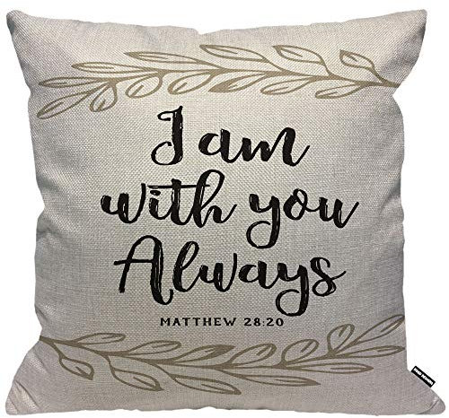 HGOD DESIGNS Kissenbezug Matthäus Jesus I Am with You Always Bibel Scripture Design, Heimdekorativ für Männer/Frauen, Wohnzimmer, Schlafzimmer, Sofa, Stuhl, 45 x 45 cm