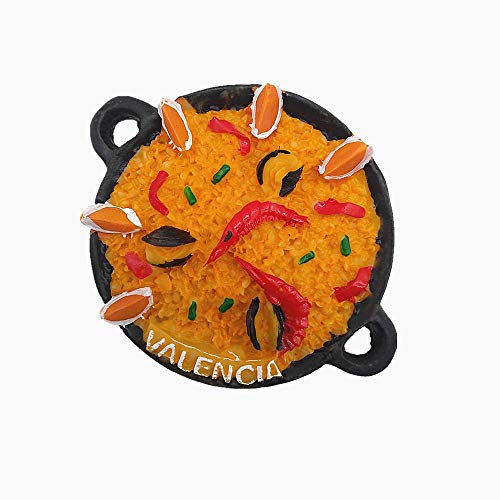 Imán 3D para nevera, diseño de comida deliciosa de Valencia, España, recuerdo de viaje, colección de regalo, decoración del hogar, cocina, imán magnético para nevera