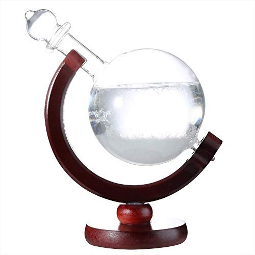 Storm Glass Wetterstation Cloud Storm Crystal Wettervorhersage Flasche mit Holzsockel Innovative dekorative Desktop-Wettervorhersage für Zuhause und Büro(red wood)