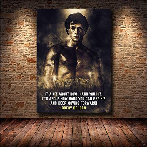 danyangshop Schwarz Und Weiß Rocky Balboa Boxen Bodybuilding Malerei Poster Drucke Wandkunst Bild Motivierende Wohnzimmer Dekor (40X60Cm) Ohne Rahmen