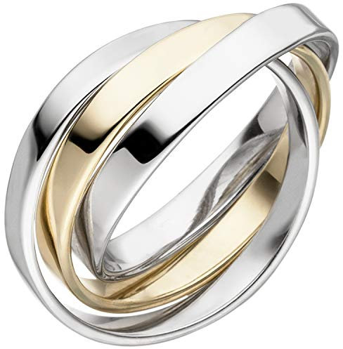 Jobo Damen-Ring Wickelring aus 925 Sterling Silber Bicolor vergoldet Größe 60