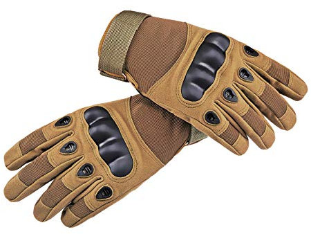 AXELENS Motorradhandschuhe Militär Taktische Vollfinger Handschuhe Herren fur Motorrad Rad Arbeit Anti-rutsch und Outdoor Aktivitäten Wattiert MTB Winddicht mit Knöchelschutz - BEIGE BRAUN L