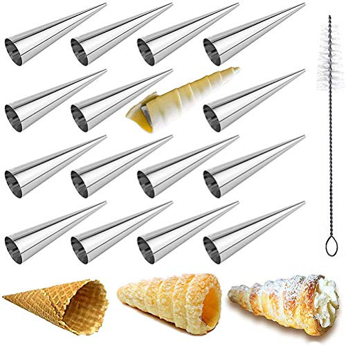 Hopowa Hörnchen Backform 16er Set Edelstahl Konische Kegel Form zum backen Gebäck Croissant Sahnerollen