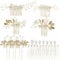 Cinaci 25 Pack Glitter Gold Rhinestone Pearl Leaf Flower Metal Bridal Wedding Hair Side Combs Slides+U-shaped Hair Pins Clips Barrettes Headpieces Accessories for Women Girls Brides Bridesmaids