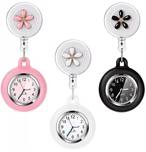 PWOSI Nurse Glow Pointer Watch with Clip and Lapel Option, Fob Watch with Second Hand