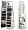 RELAX4LIFE Armoire a Bijoux Pivotante à 360º, Armoire a Bijoux avec Miroir sur Pieds, Verrouillable à Clés, 3 Étagères de Rangement, Miroir Bijoux sur Pieds (Blanc)