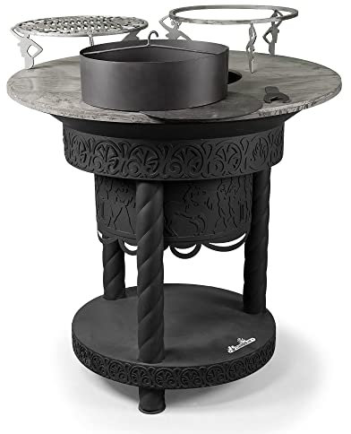 Feuerplatte mit Stender Plancha Grill Feuerstelle Modern Garten Ofen Party Grill XXL Olymp Feuerplatte D=990 mm Stärke 10mm Feuerschalle Outdoor-Küche