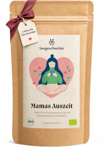 teegeschwister® | Mamas Auszeit Bio-Tee | Mit Frauenmantelkraut, Rooibos & Holunderblüten | Geschenk-Idee für Mama | Geburtstag & Weihnachten | Muttertagsgeschenk | 70g