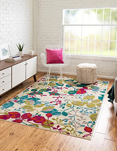 Unique Loom Azalea Collection Area Rug - Indica (Rectangular 4' 0 x 6' 0, Yellow/Beige)