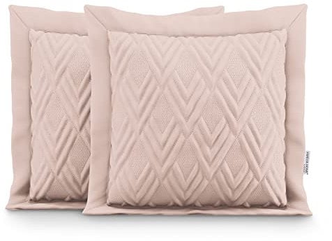 AmeliaHome 2 Kissenbezüge zweiseitig ultrasonic Steppung 45x45 cm Ophelia Puderrosa