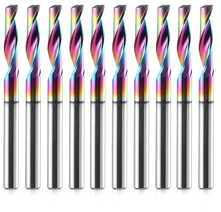 EU_HOZLY Fraise en bout CNC à une flûte, tige 3.175mm, diamètre de coupe 3.175mm, longueur de coupe 12 mm, fraise à revêtement DLC pour aluminium