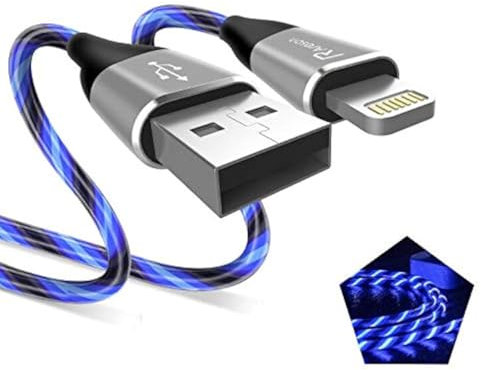 Light up iPhone Charger Cord, LED Lightning Cables 1 Pack | Apple MFi Certified | USB Fast Charging Cord for Apple iPhone 13 12 11 Pro Max XR XS X/8Plus/7Plus/6Plus/5s/5c/iPad More (Blue, 3ft)