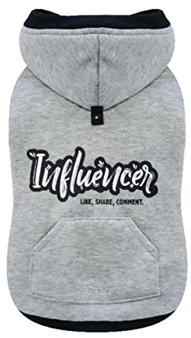 Croci Sweatshirt für Hunde mit Kapuze Share, Rückengröße 45 cm, verstellbar mit Klettverschluss, mit Gummizug und Loch für Leine und Geschirr, graue Farbe