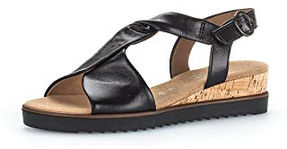 Gabor Damen Riemchensandalen | Frauen Sandalen | Moderate Mehrweite (G) | Sommersandalen | flach | Sommerschuhe | schwarz(Kork-schw) | 39 EU - 6 UK