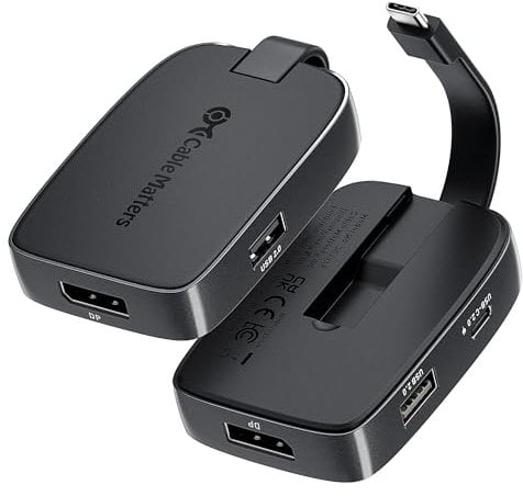 Cable Matters USB C Hub DisplayPort 1.4 klappbar, mit 4K 144 Hz/8K 60 Hz und HDR, 2X USB 1x USB-C, 100 W Host-Laden, Schwarz, kompatibel mit Thunderbolt 4/USB4, MacBook Pro, iPad Pro, XPS Surface Pro