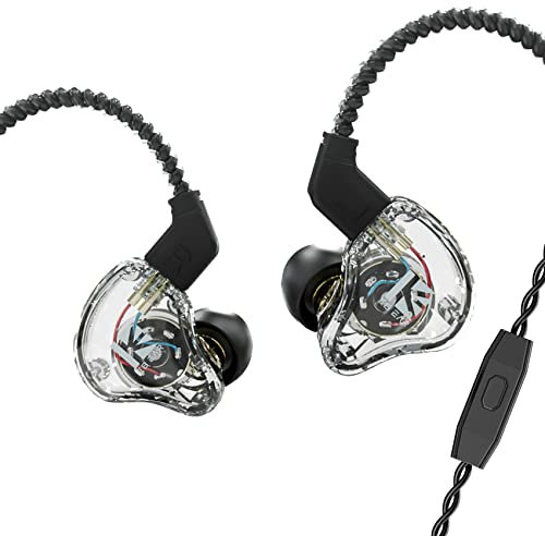 H HIFIHEAR Wired Earbuds with Microphone KBEAR KS1 in-Ear Headphones with 1DD Deep Bass HiFi Stereo Noise Isolating IEM with Tangle-Free Removable Cord Fit in Ear Suitable for Phone Call/Workout